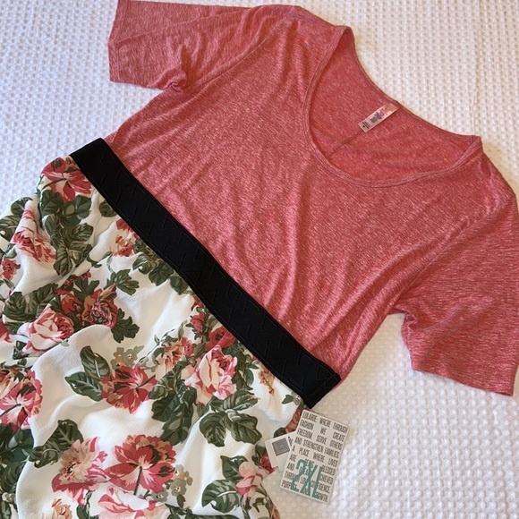 LULAROE Outfit M Perfect T Pink & 2xl Lola Skirt - Picture 1 of 3